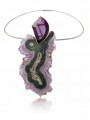 Munsteiner pin pendant amethyst 23.40 carats druzy quartz 18K yellow gold and sterling includes stee